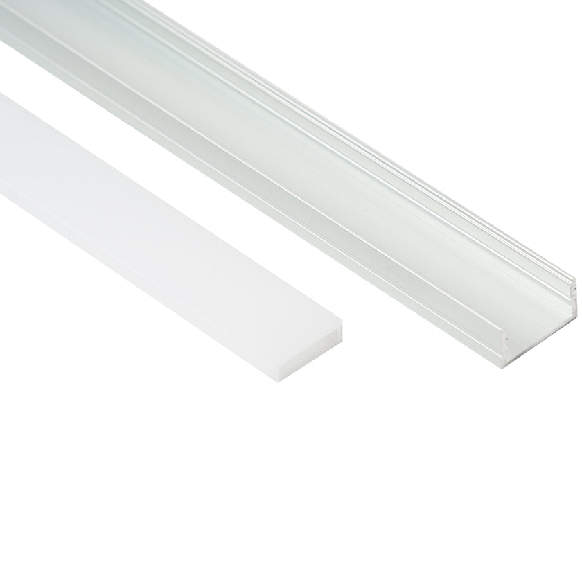 20x10mm Surface LED Profile With Opal Diffuser Kit, 2m, Silver