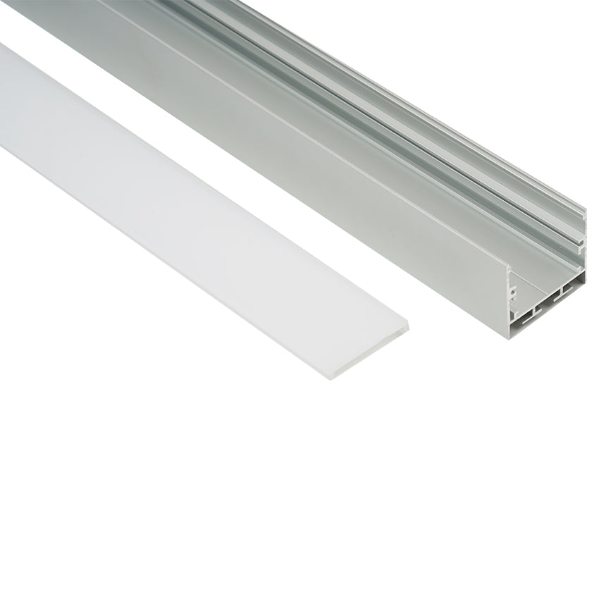 40x35mm Surface LED Profile With Opal Diffuser Kit, 2m, Silver