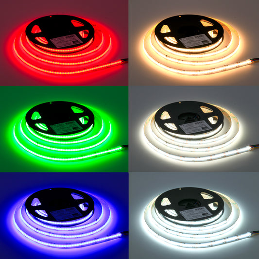 19W/m RGB+CCT LED COB Strip Light – 1000lm/m, 3000K+6000K, 5m Reel