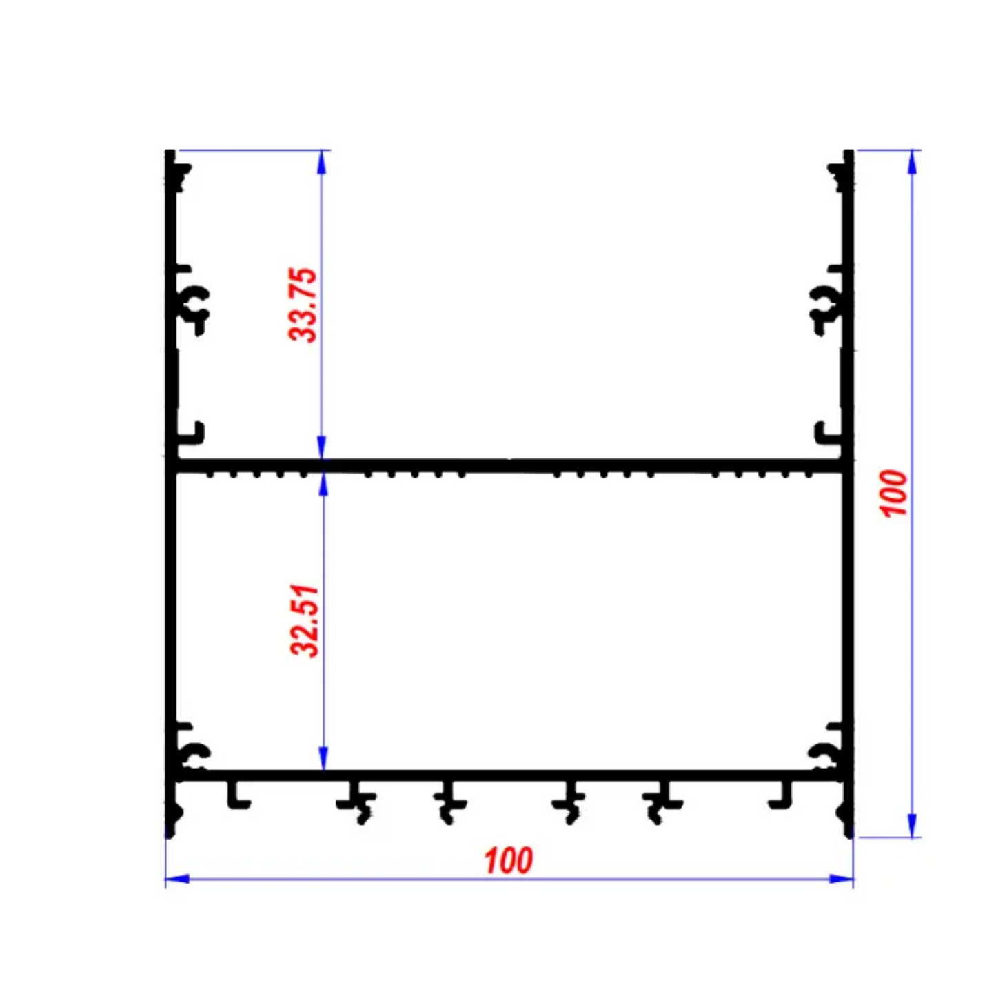100x100mm Surface Aluminium LED Profile Set With Diffuser, 2m