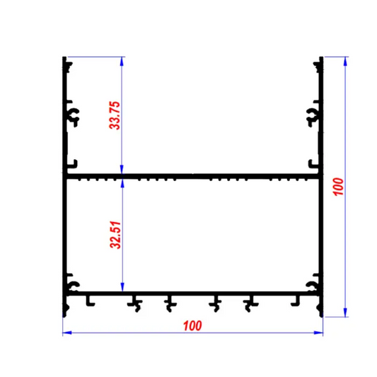 100x100mm Surface Aluminium LED Profile Set With Diffuser, 2m
