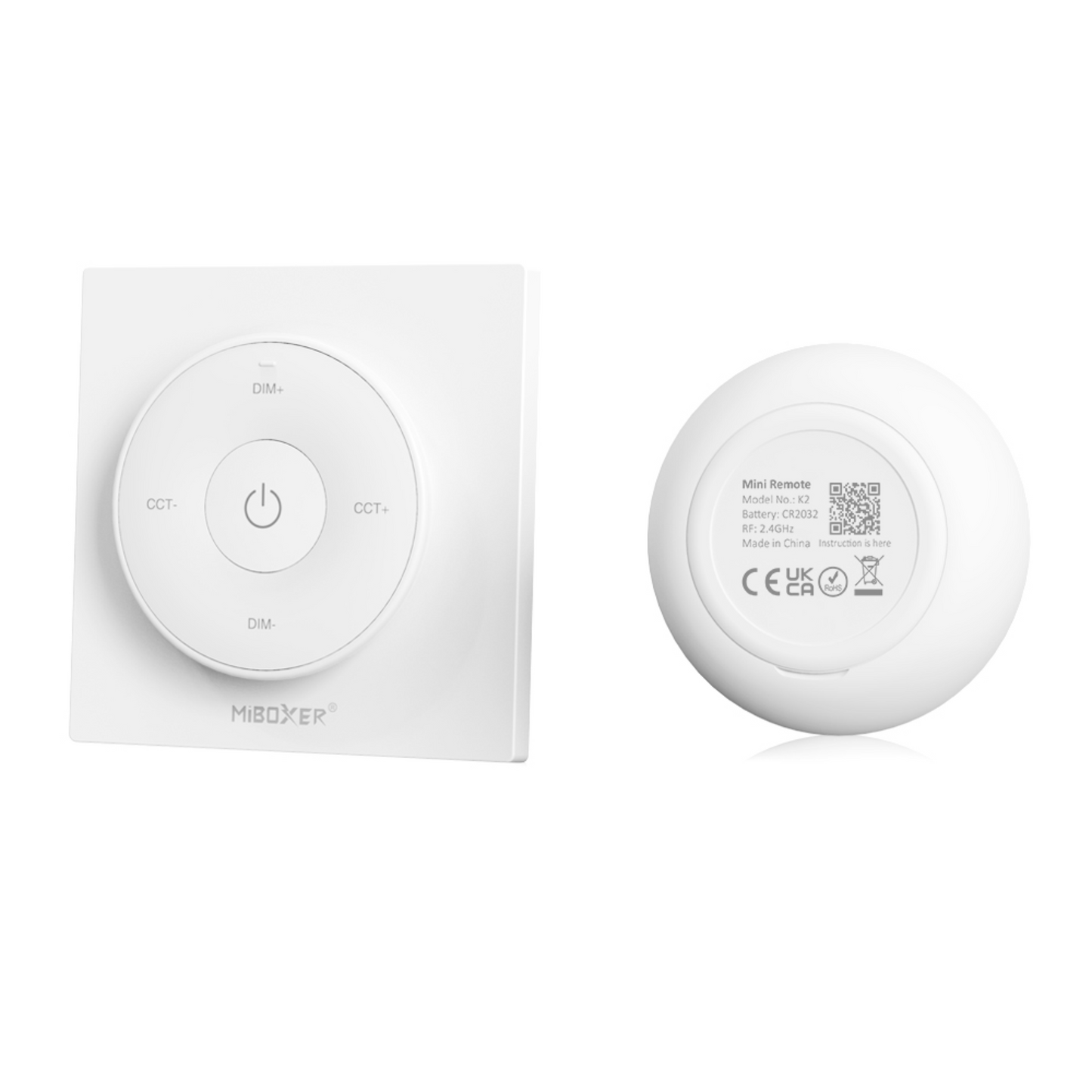 MiBoxer Mini Remote Wall Mount CCT + Dimming, 2.4G, White