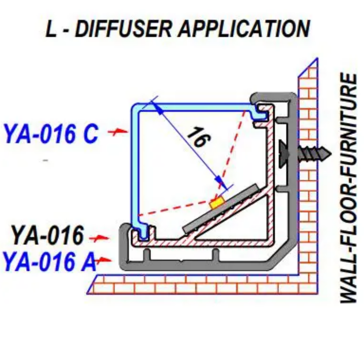 20x20mm Corner Aluminium LED Profile Set With Diffuser, 2m
