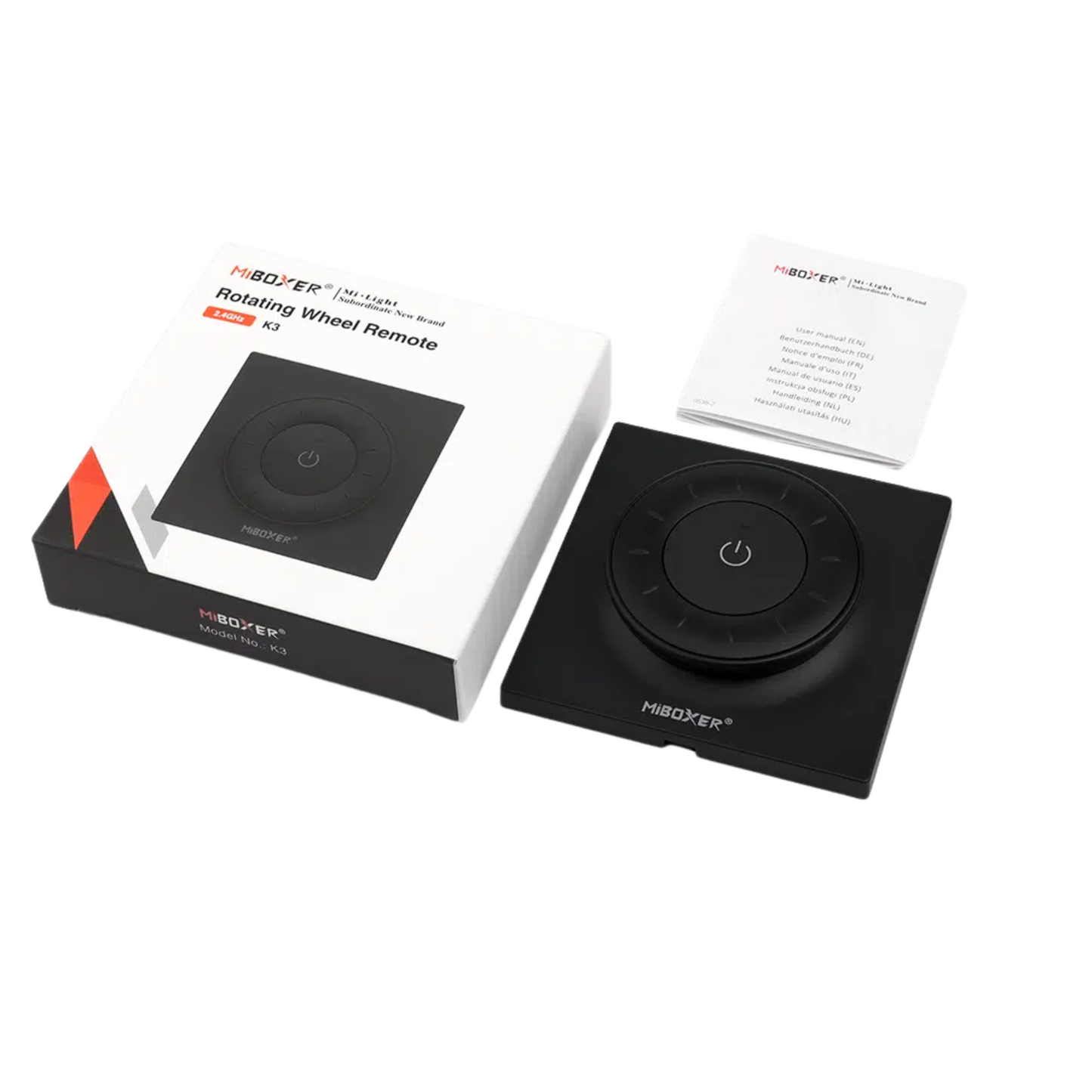 MiBoxer Rotating Dimmer Switch Wall Panel Remote, 2.4G, Black