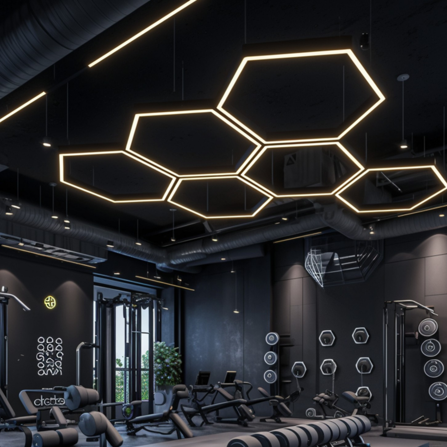 150W Hexagon LED Light – 600mm Side, 22500Lm, Black, IP20