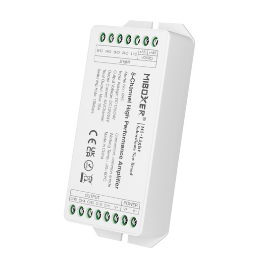 Mi-Light 5 Channel LED Amplifier, High Performance, 12-24V, PA5 RGBW, 15A
