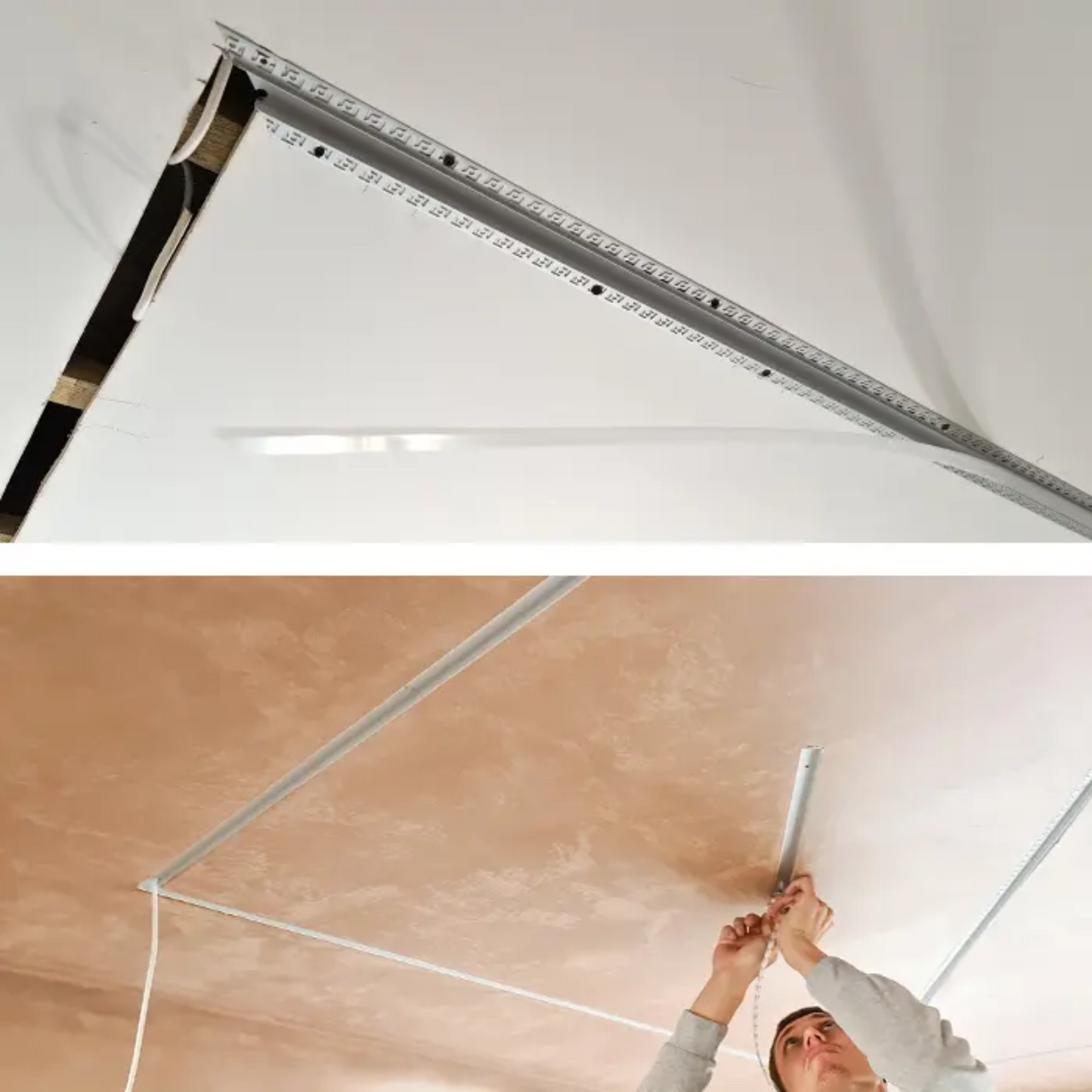 50x12.4x80mm Plaster-In LED Profile Set With Diffuser, 2m