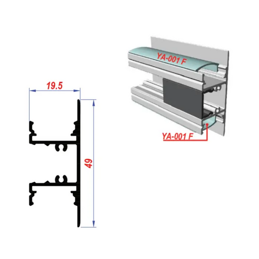 49x19.5mm Coving Surface Aluminium LED Profile Set With Diffuser, 2m