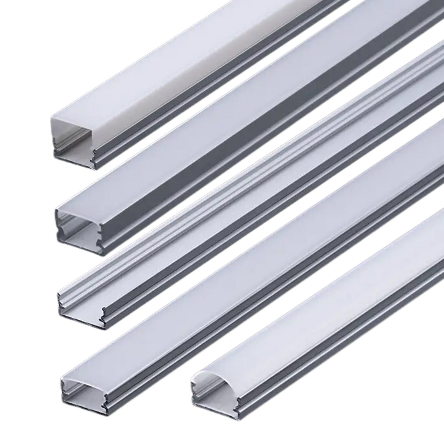 18.5x8.5mm Surface Aluminium LED Profile Set, Diffuser, End Cap & Bracket, 2m