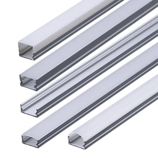 18.5x8.5mm Surface Aluminium LED Profile Set, Diffuser, End Cap & Bracket, 2m