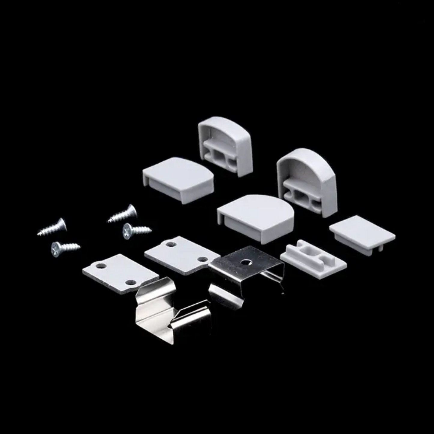 18.5x8.5mm Surface Aluminium LED Profile Set, Diffuser, End Cap & Bracket, 2m