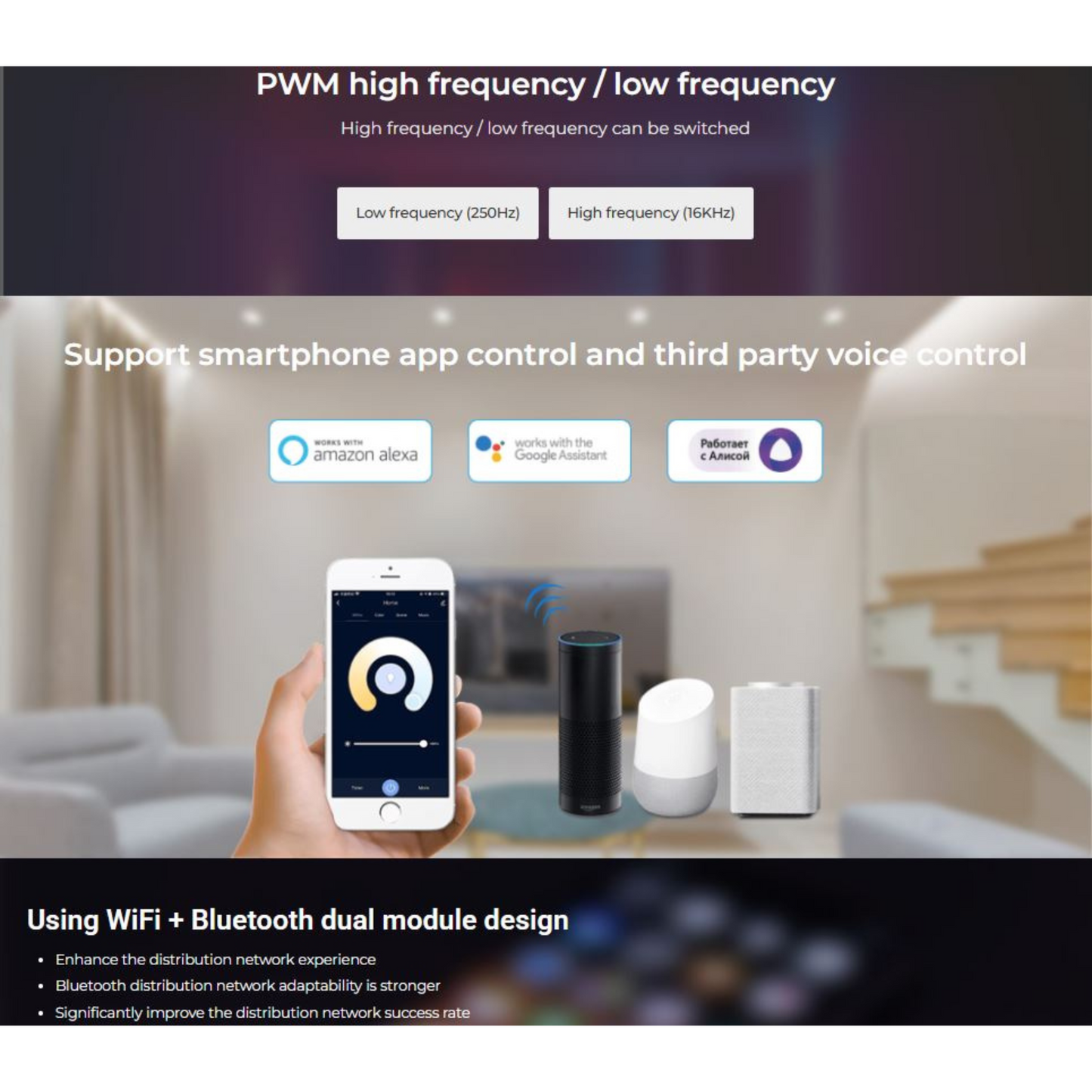 Mi-Light 2-in-1 LED Strip Controller 12-24V 12A – WiFi & 2.4G, Single/Dual White