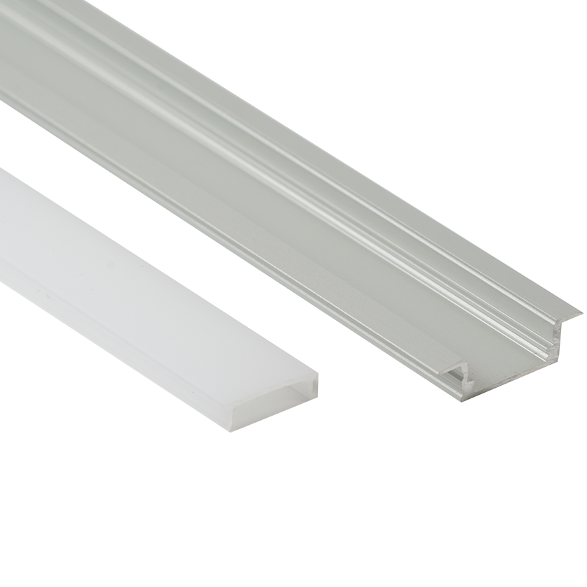 17x7mm (25mm Width) Recessed LED Profile With Opal Diffuser Kit, 2m, Silver