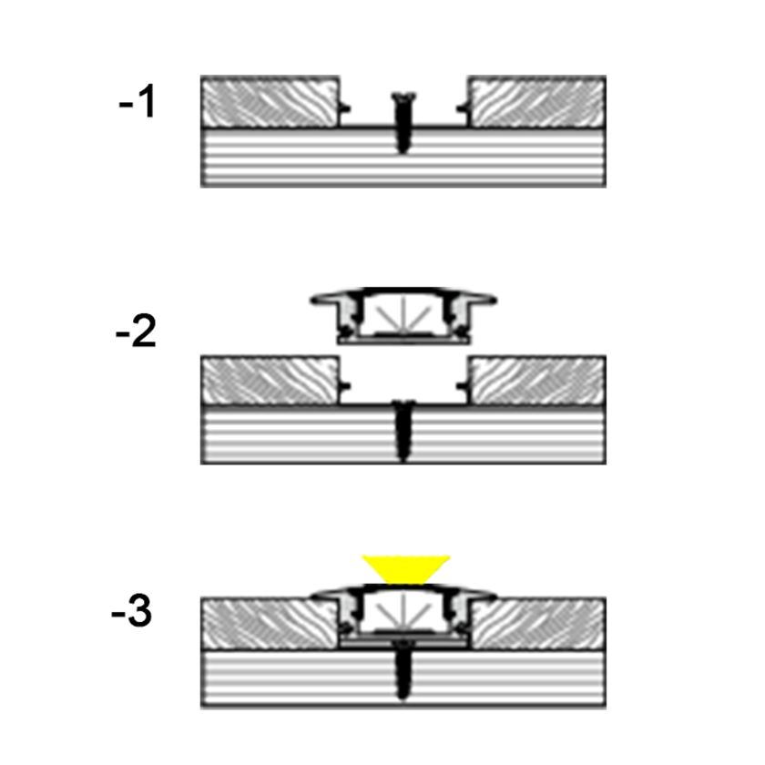 17x7mm (25mm Width) Recessed LED Profile With Opal Diffuser Kit, 2m, Silver