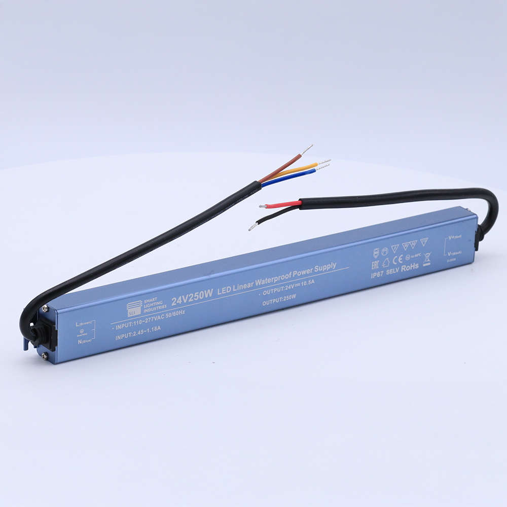 250W Ultra Thin Linear LED Driver - 24V, 10.4A, IP67