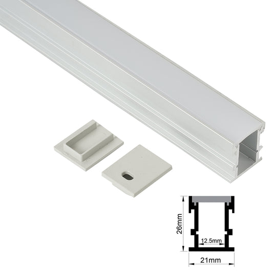 26x21mm Outdoor LED Profile With Opal Diffuser Kit, 2m, Silver