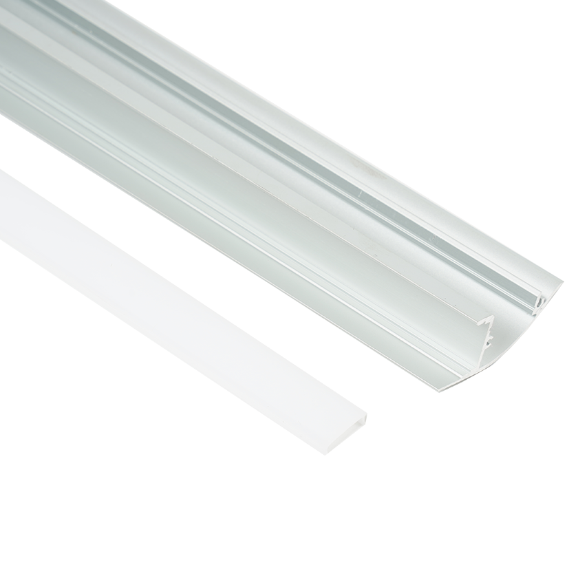 44x17mm Coving LED Profile With Opal Diffuser Kit, 2m, Silver