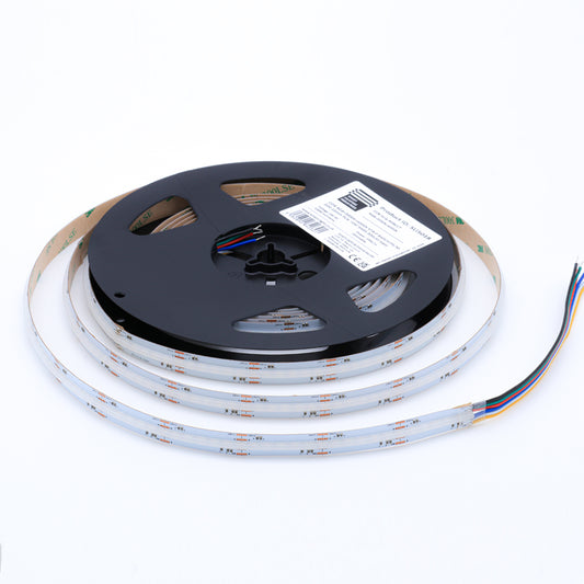 19W/m RGB+CCT LED COB Strip Light – 1000lm/m, 3000K+6000K, 5m Reel