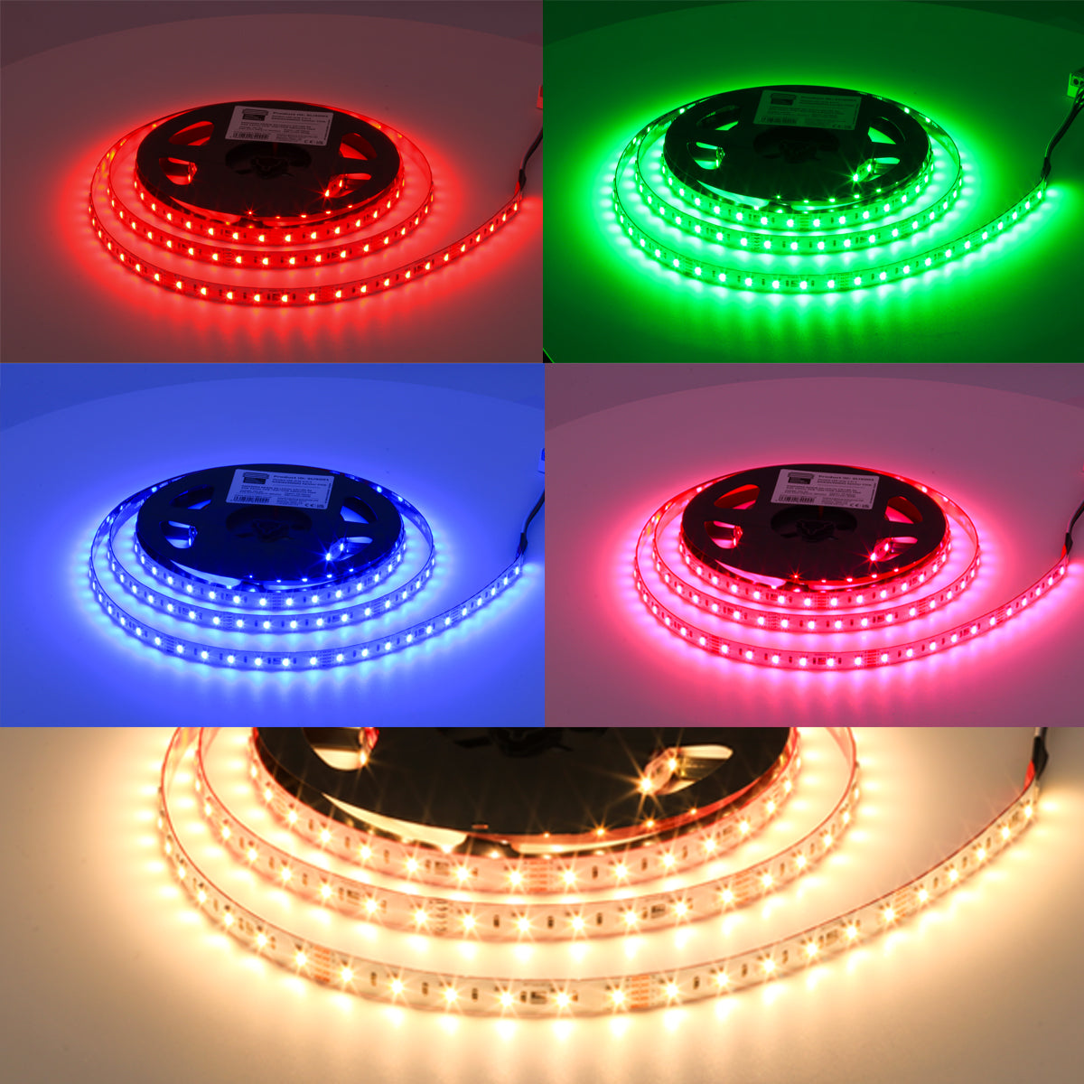 19.2W 24V LED Strip Light – 4-in-1, CRI90, 60 LEDs/m, Flexible, 5m Reel