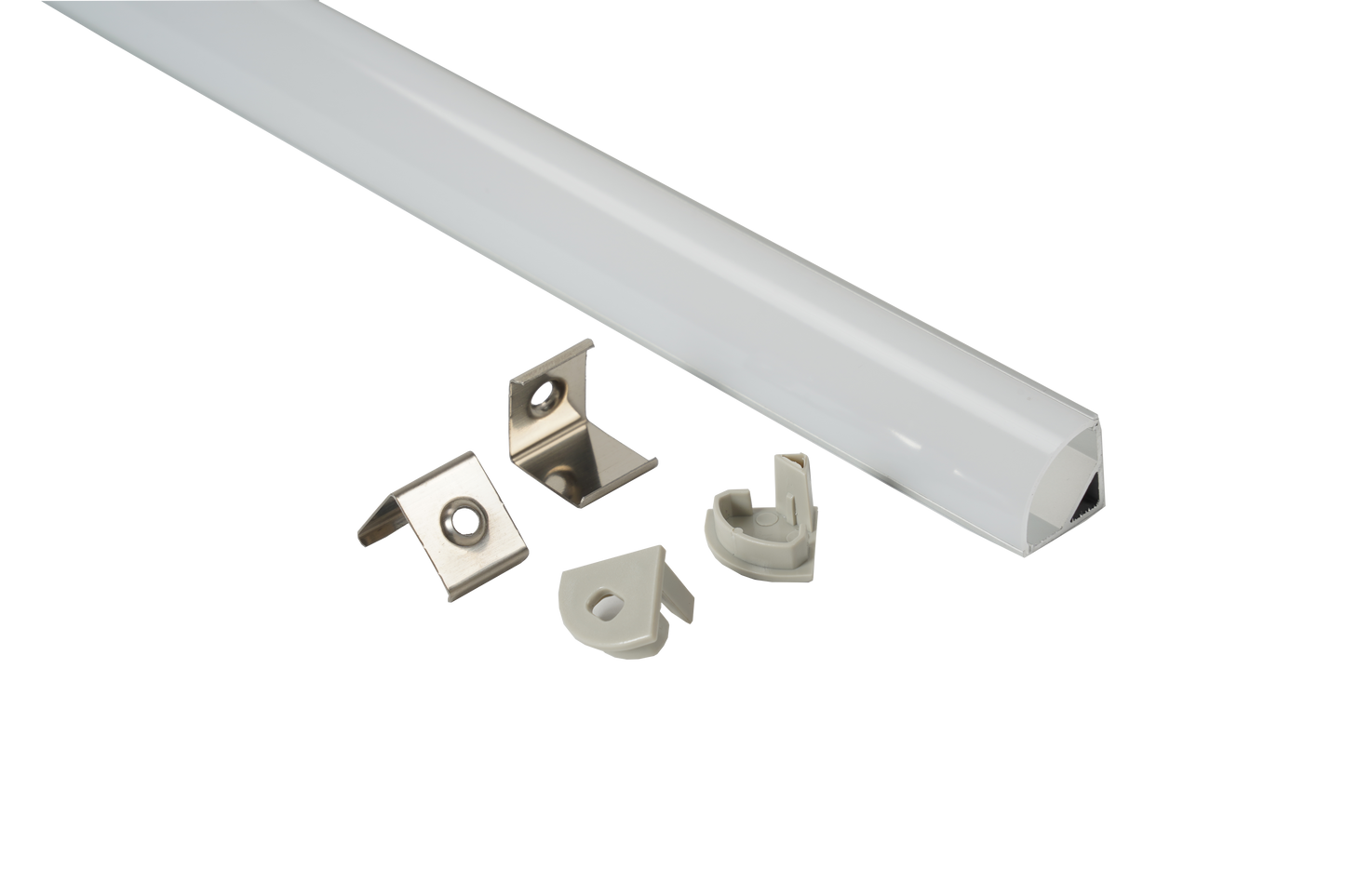 16x16mm Corner LED Profile With Opal Diffuser Kit, 2m, Silver