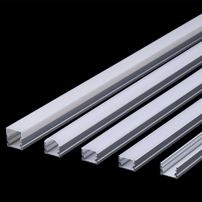 18x11mm Aluminium LED Profile Set With Diffuser, End Cap & Bracket, 2m