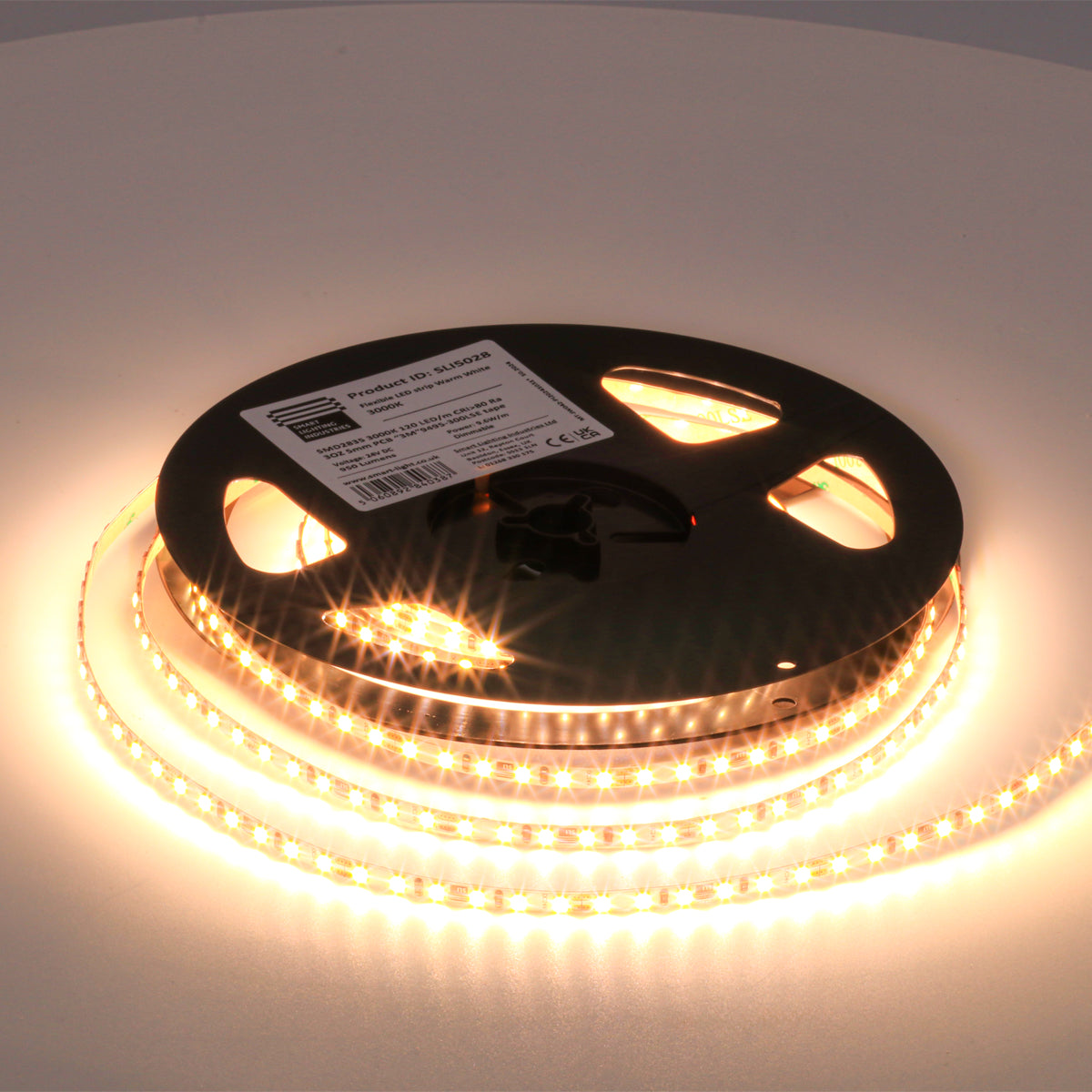 9.6W/m Dimmable LED Strip – 24V, SMD2835, IP20, 5mm Width, 5m Reel