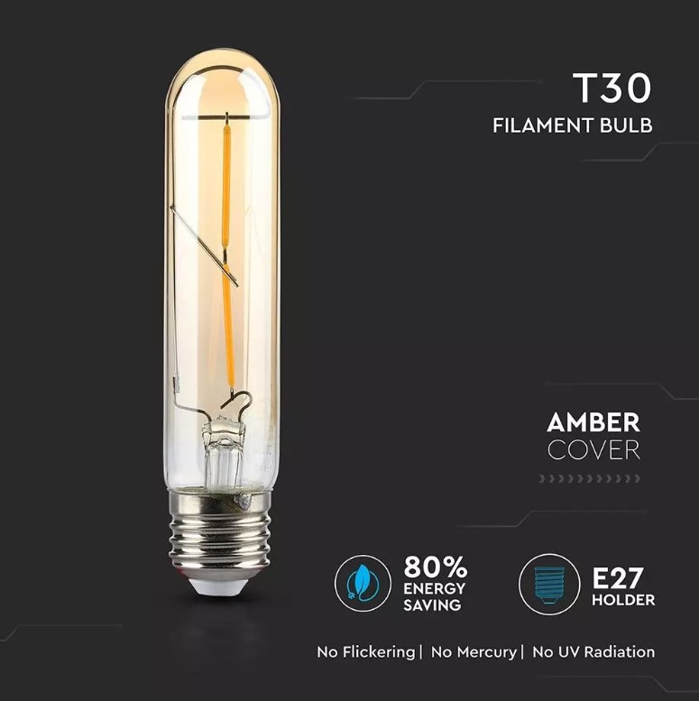 LED Bulb 2W T-30 Amber Cover 2700K