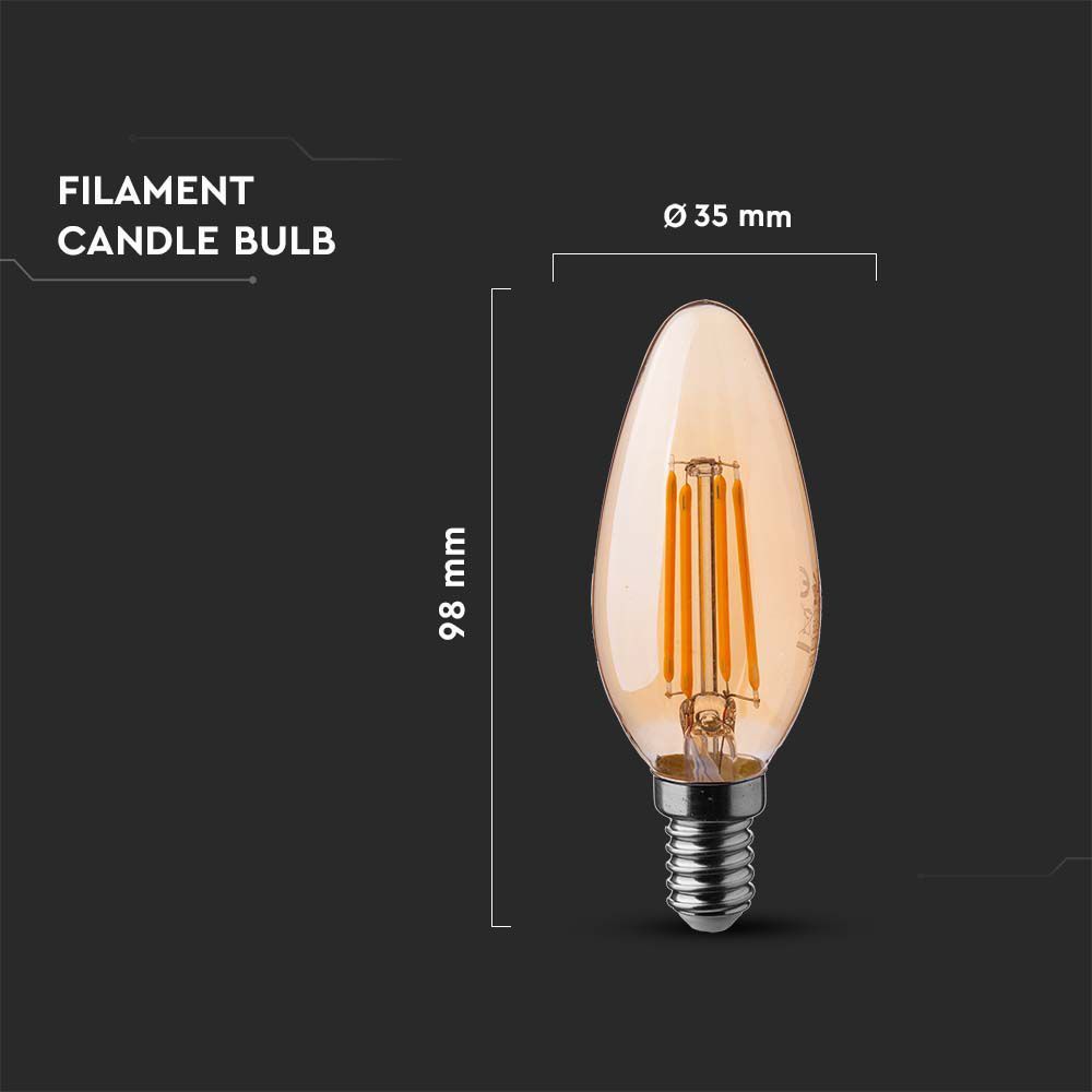 LED E14 dimmable 4W 2000K 200lm 45 mm, Amber