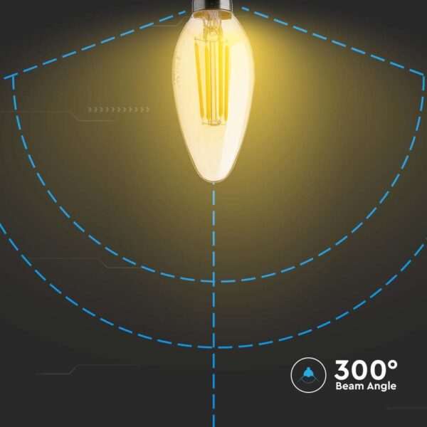 LED Bulb 4W Candle Filament E14 Amber Cover 2200K