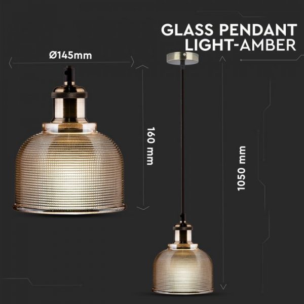 Glass Pendant Light Amber Glass D=145