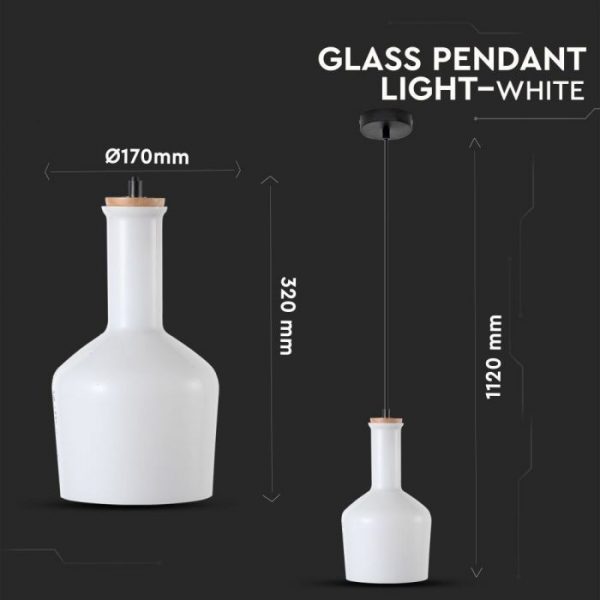 Glass Pendant Light White Straight Edge
