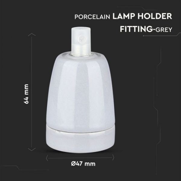 Porcelain Lamp Holder Fitting Grey