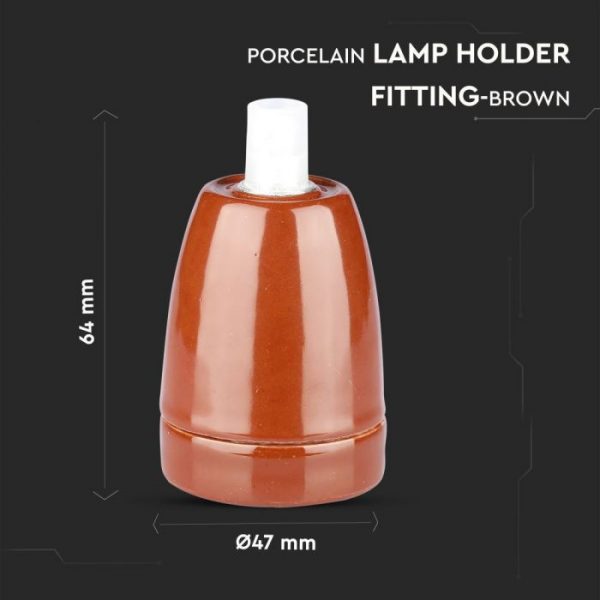 Porcelan Lamp Holder Fitting Brown