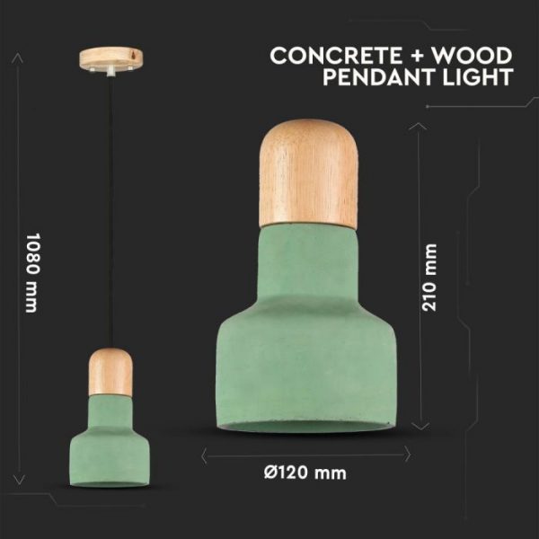 Pendant Light Concrete Wood  Green D=125mm