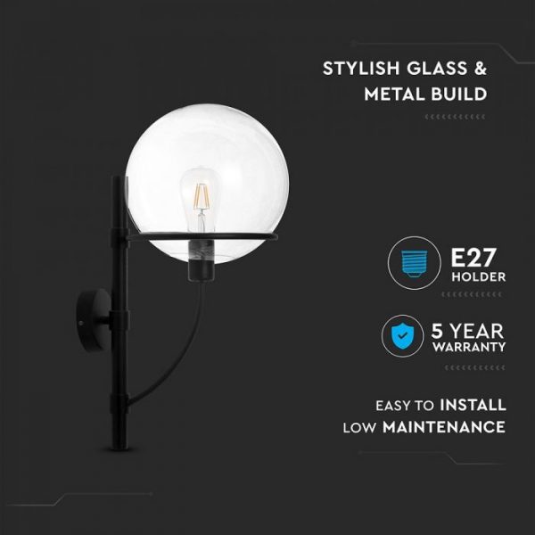 Wall Lamp Globe Glass Transparent D=210mm