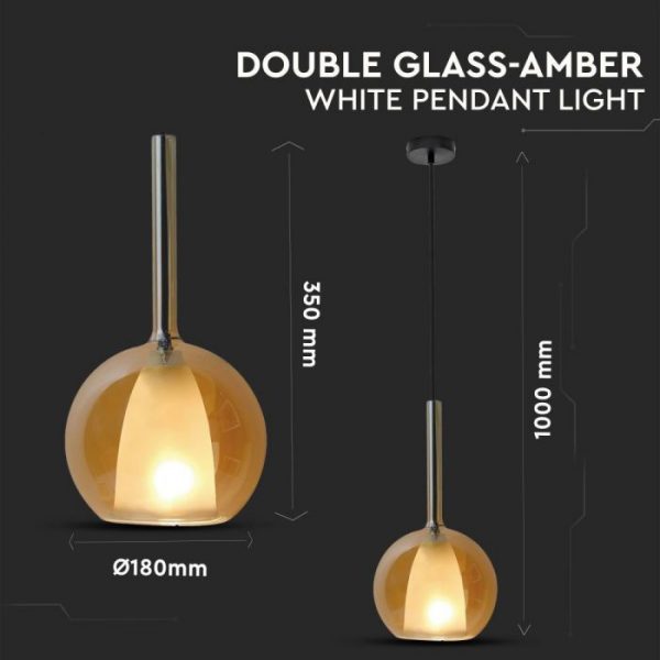 Pendant Light Modern Double Glass Amber White D=180mm