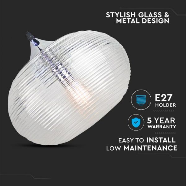 Pendant Light Diamond Cut Glass Transparent  D=350mm