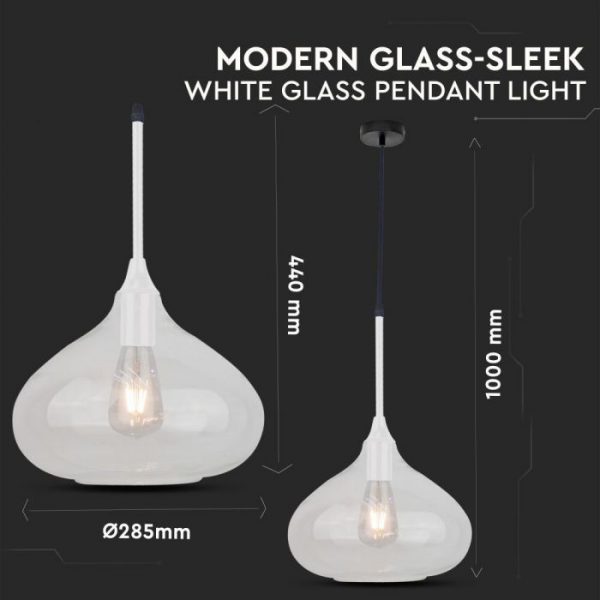 Pendant Light Modern White Glass Sleek   D=280mm
