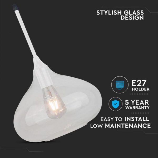 Pendant Light Modern White Glass Sleek   D=280mm