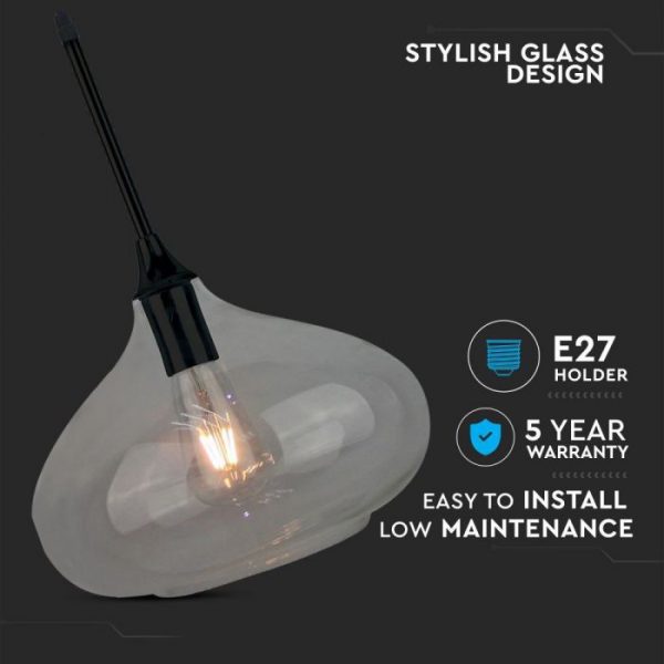 Pendant Light Modern Black Glass Sleek   D=280mm