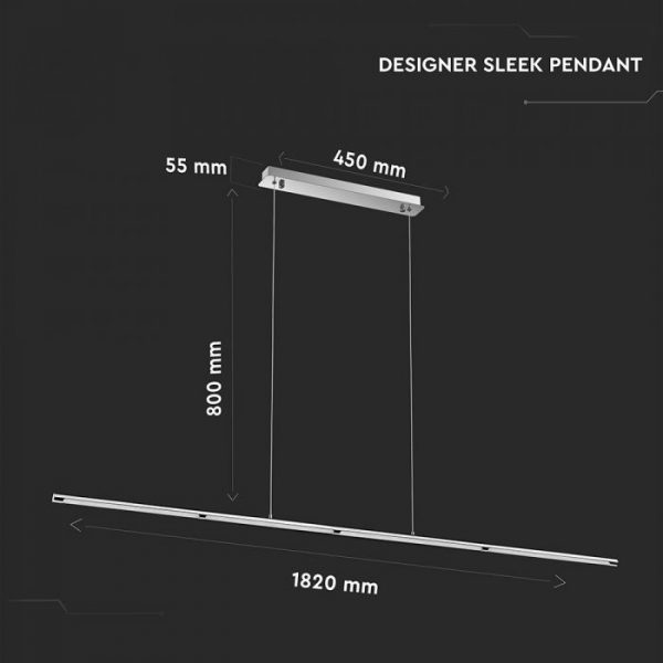 36W Designer Sleek Pendant Light Chrome 4000K