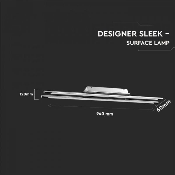 36W Designer Sleek Ceiling Surface Pendant Chrome 4000K