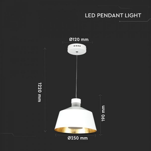 7W Led Pendant Light (Acrylic) - White Lamp Shade 250*190mm 4000K