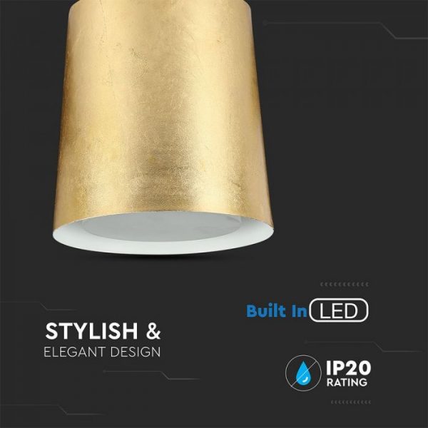 7W Led Pendant Light  Gold Lamp Shade  D=120*190mm 3000K