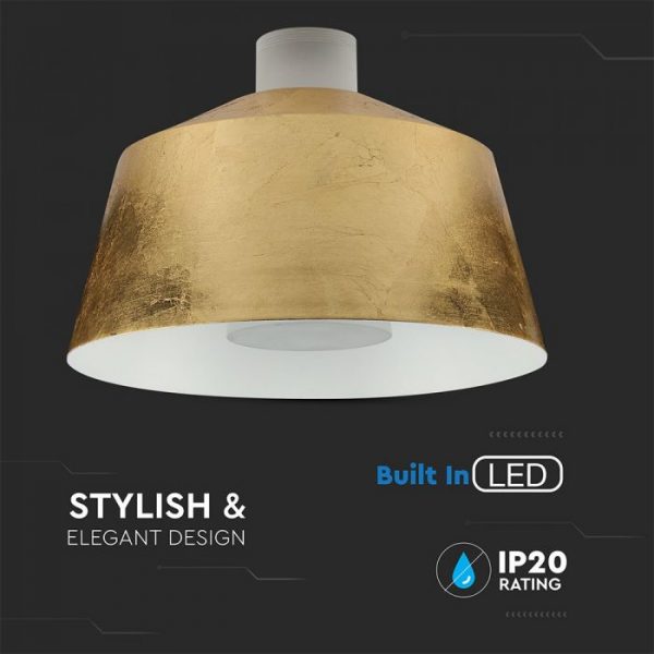 7W Led Pendant - Gold Lamp Shade D=250*190mm