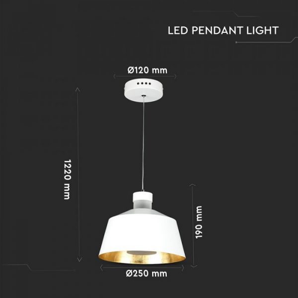 7W Led Pendant Light  White Lamp Shade D=250*190mm 3000K