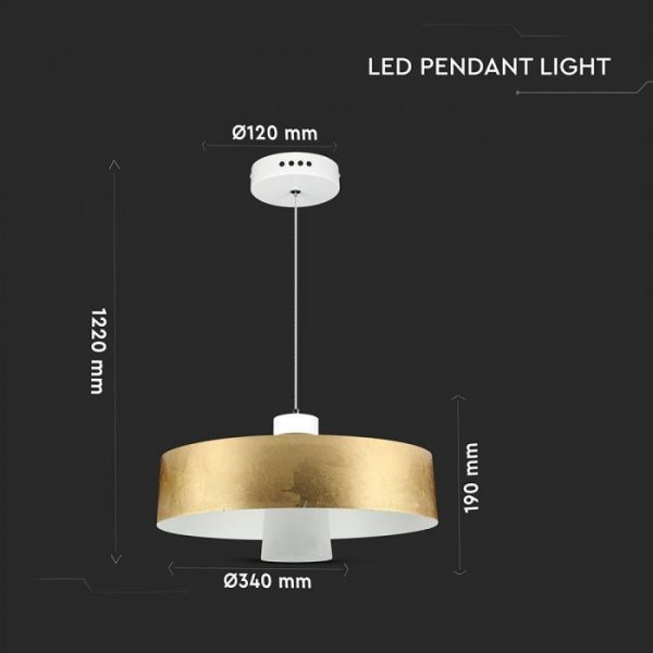 7W Led Pendant Light Gold Lamp D=340*190mm 3000K