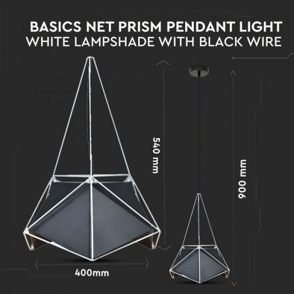 Pendant Light Basics Net Prism Lampshade 400*540mm Black