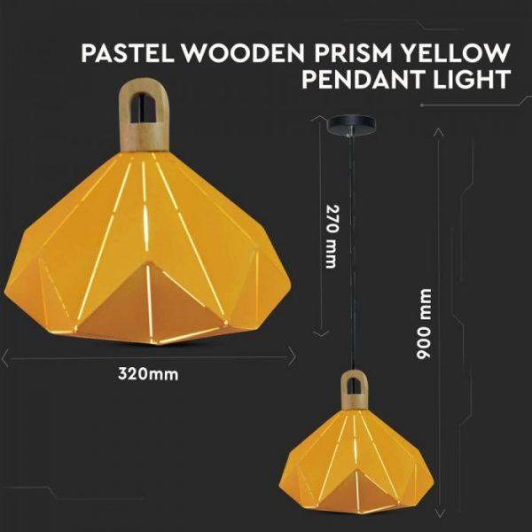 Pendant Light Pastel Wooden Prism Yellow D=320*270mm