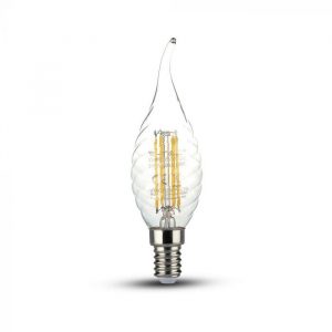 LED Bulb 4W Candle Flame - E14 Clear Glass with Twist 2700K (warm white)